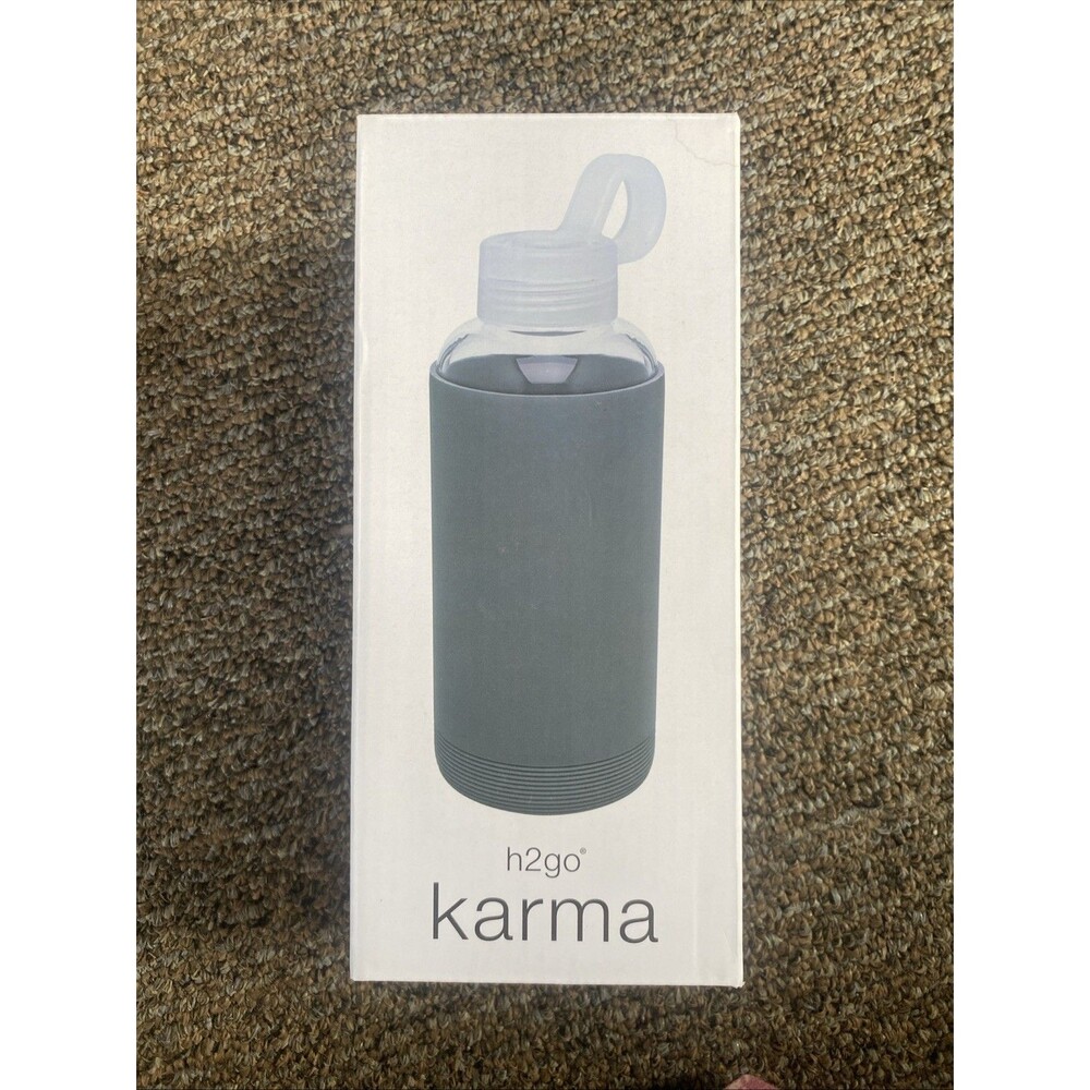 h2go Karma 16oz Boro Glass Water Bottle Silicone Protective Sleeve Thermos New